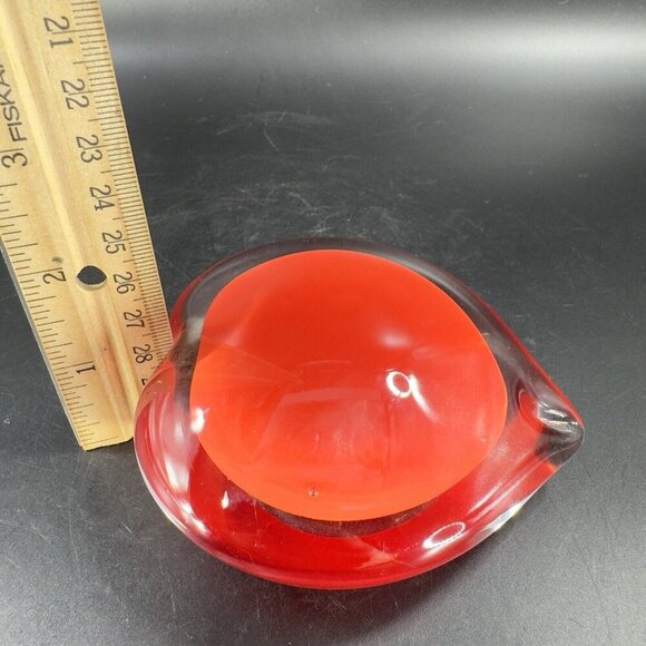 Hand Blown Red Heart Glass Paperweight Figurine Cased Heavy Glass Figure VTG - Picture 4 of 16